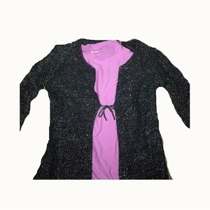 Vintage Y2K Mary-Kaye & Ashley Black‎ Silver Sparkle Cardigan Sz 7-8 girls